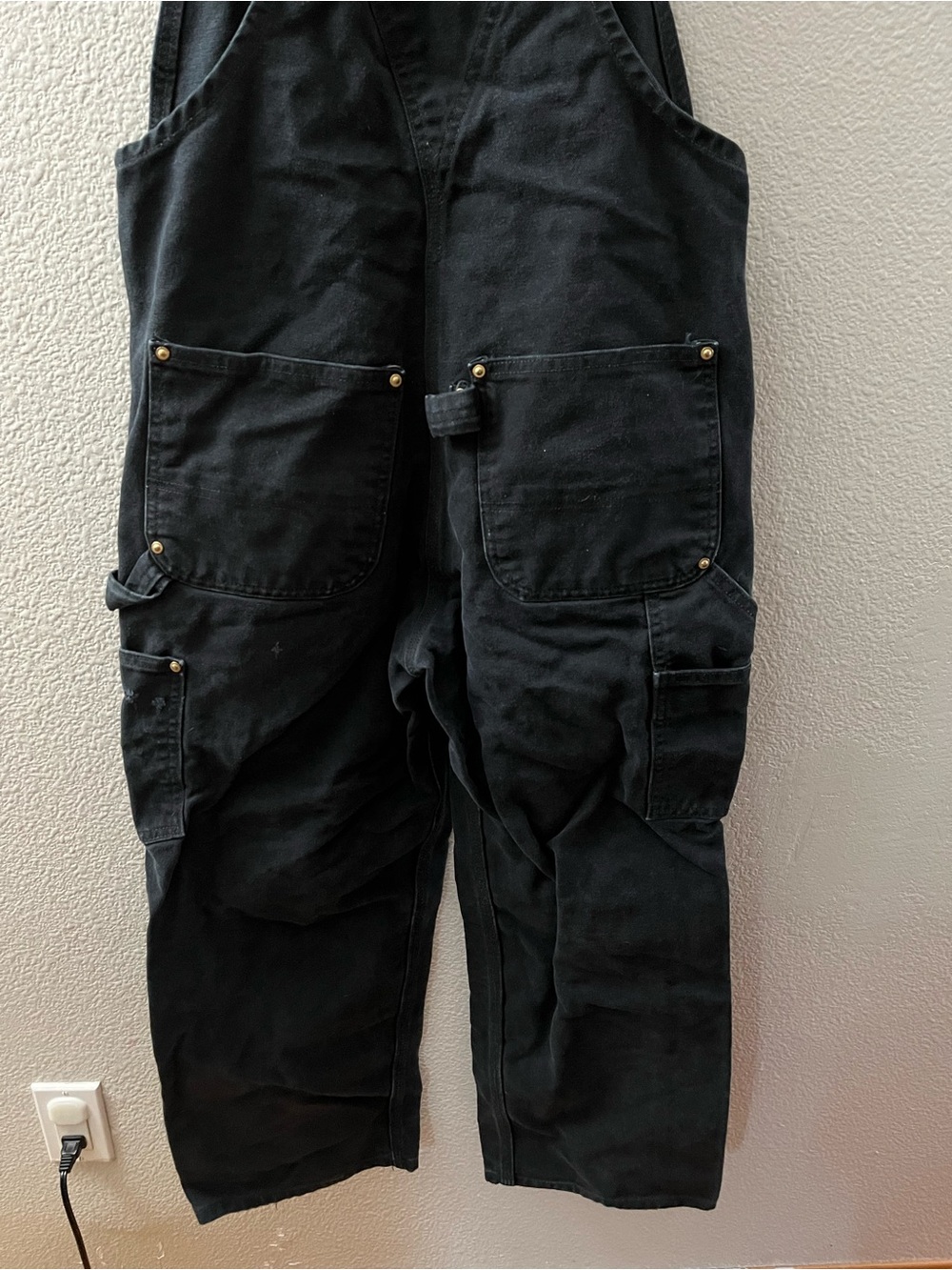 Carhartt Vintage R01 Black Double Knee Bib Overalls Cotton 30/28 Men - Picture 7 of 13